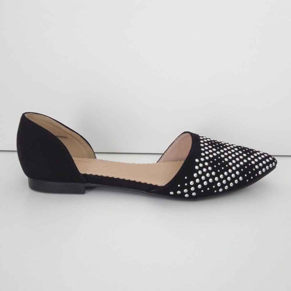 Isaac‎ Mizrahi Black Suede & Silver Studded Diamond Pattern D'Orsay Flats- 9.5 - Picture 3 of 8